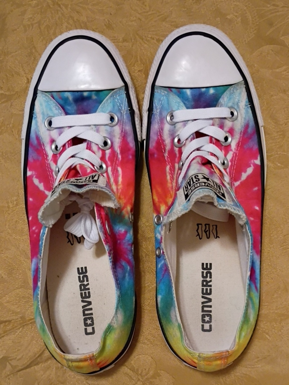 CONVERSE All Star Tie-Dye Low Top - Red, Blue, Yellow Women's 9.0 Men's 7.0 - Picture 5 of 9